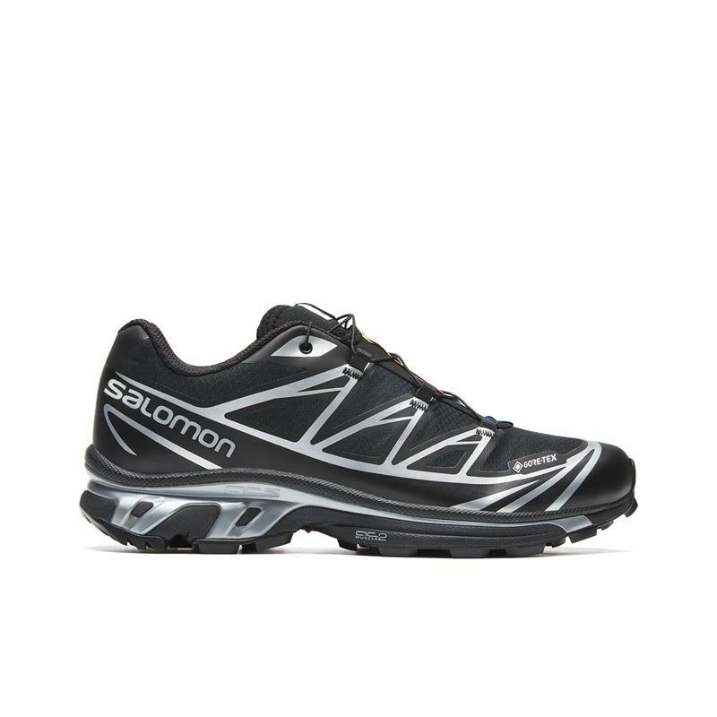 Salomon XT-6 GTX Black Sneakers with Silver-Toned Details