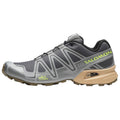 Salomon Speedcross 3 Gray Sneakers with Lime Accents and Beige Heel Sole