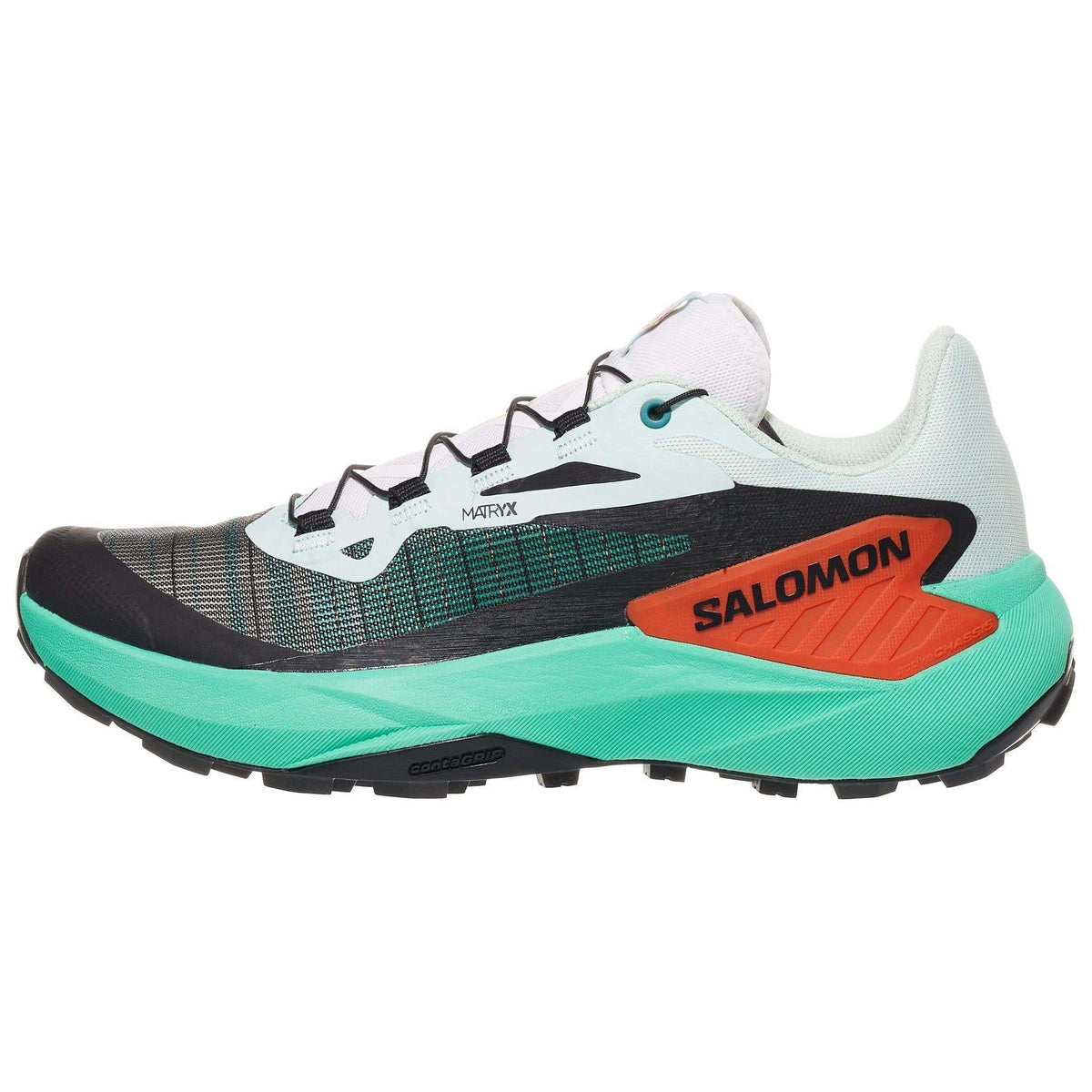 Salomon Genesis Black / White Sneakers with Mint Sole and Orange Accents