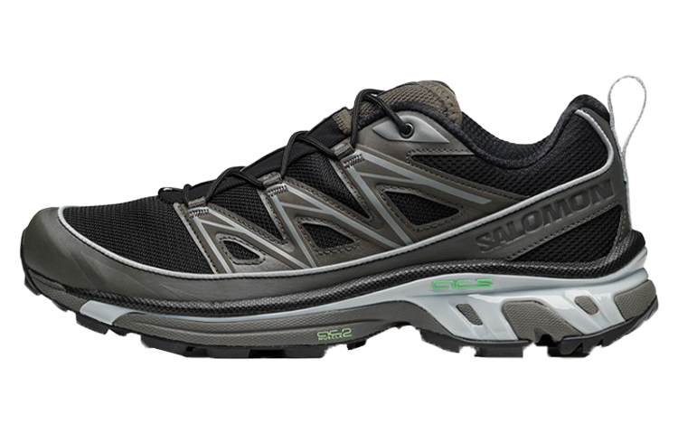 Salomon XT-6 Expanse Black / Gray Sneakers with Green Accents