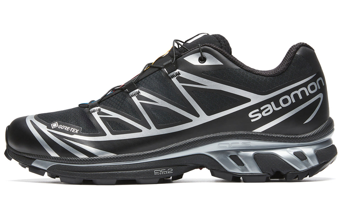 Salomon XT-6 GTX Black Sneakers with Silver-Toned Details