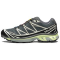 Salomon XT-6 GTX Charcoal / Black Sneakers with White Graphics and Lime Sole Accents