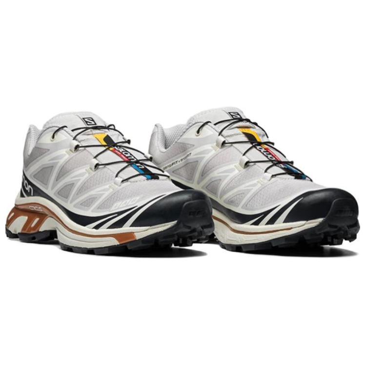 Salomon XT-6 White / Black Sneakers with Copper-Toned Sole Accents