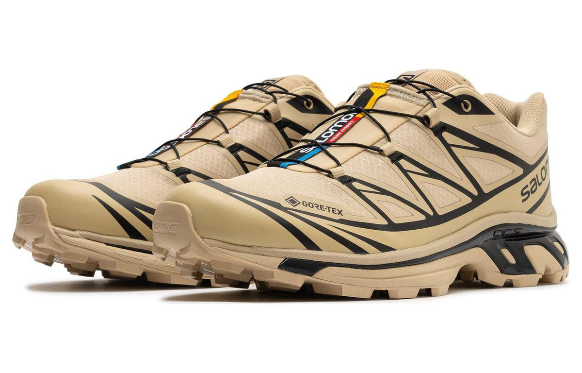 Salomon XT-6 GTX Khaki Sneakers with Black Geometric Details