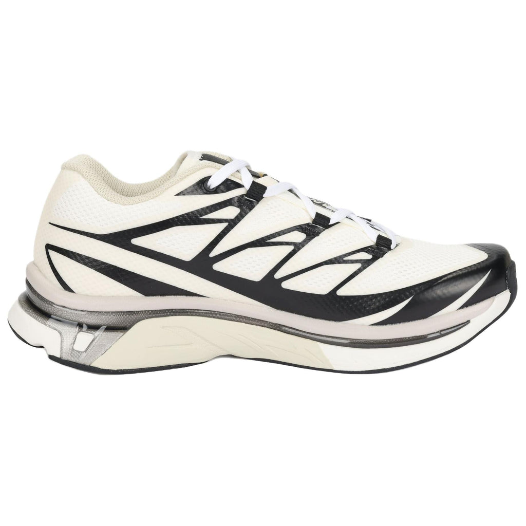Salomon Cream / Black Lace-Up Sneakers with Silver-Toned Sole Accents