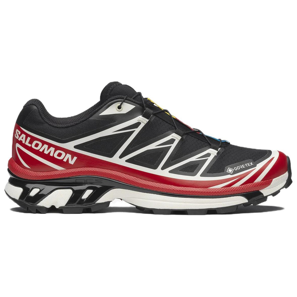 Salomon XT-6 GTX Black / Red Sneakers with White Graphics