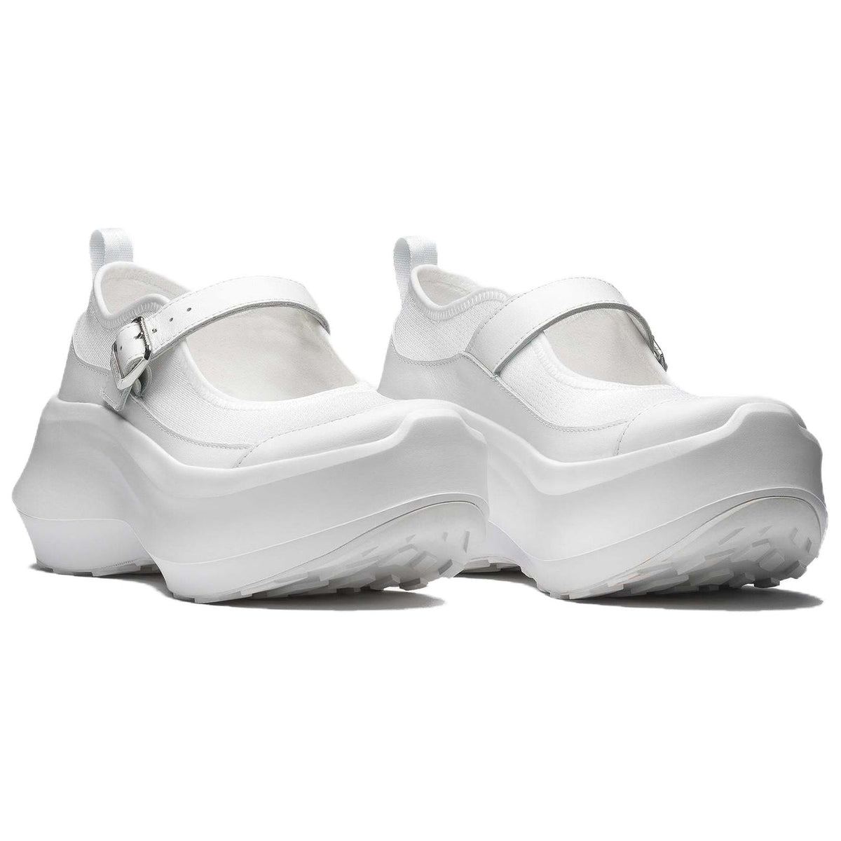 Salomon Women's White Buckle-Strap Platform Mary Jane Shoes