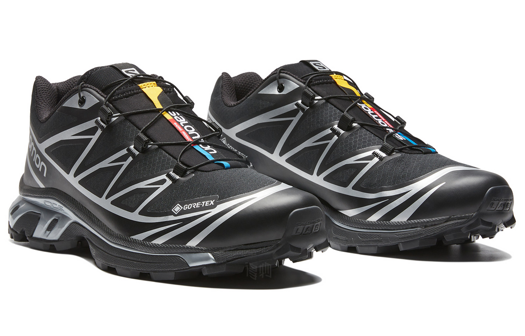 Salomon XT-6 GTX Black Sneakers with Silver-Toned Details