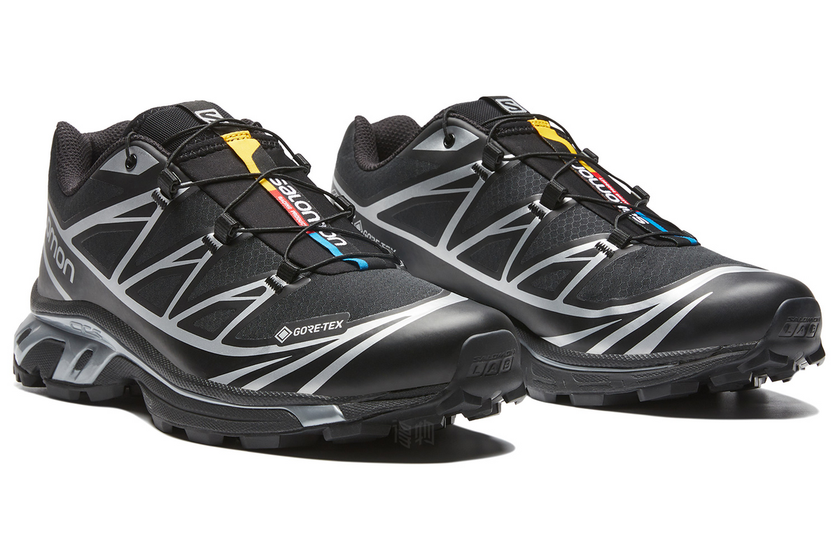 Salomon XT-6 GTX Black Sneakers with Silver-Toned Details