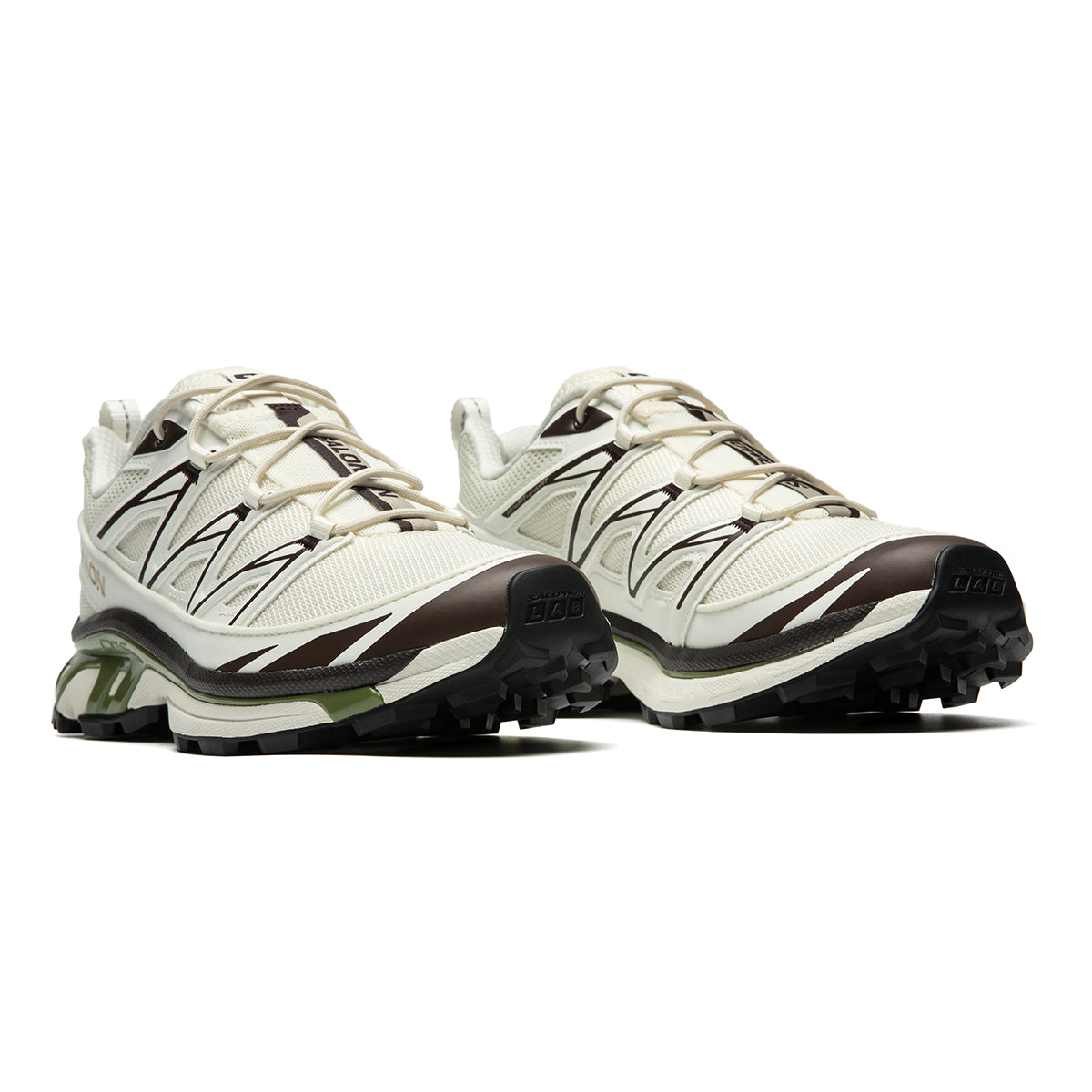 Salomon XT-6 Expanse Canvas Cream Sneakers with Olive Sole Accents
