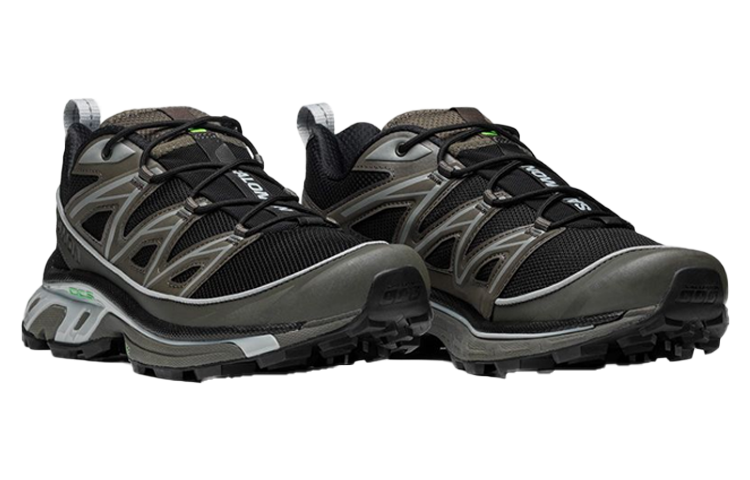 Salomon XT-6 Expanse Black / Gray Sneakers with Green Accents