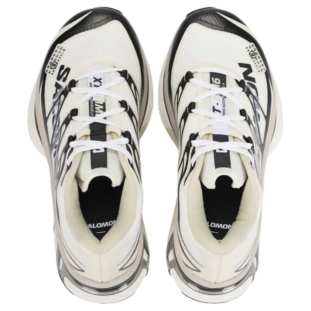 Salomon Cream / Black Lace-Up Sneakers with Silver-Toned Sole Accents