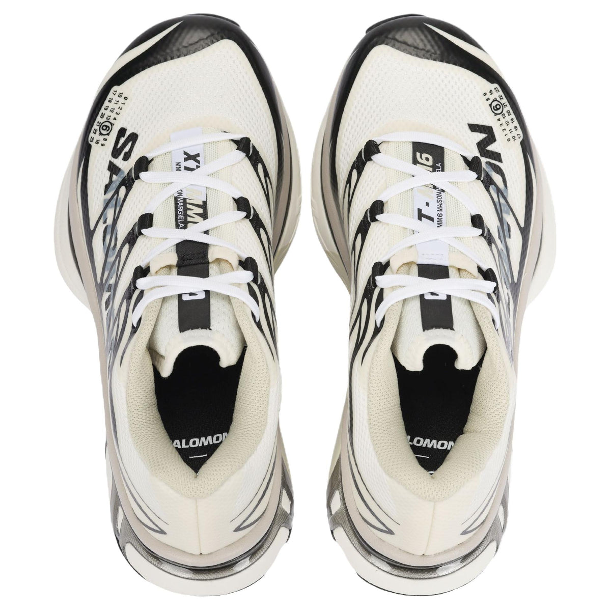 Salomon Cream / Black Lace-Up Sneakers with Silver-Toned Sole Accents