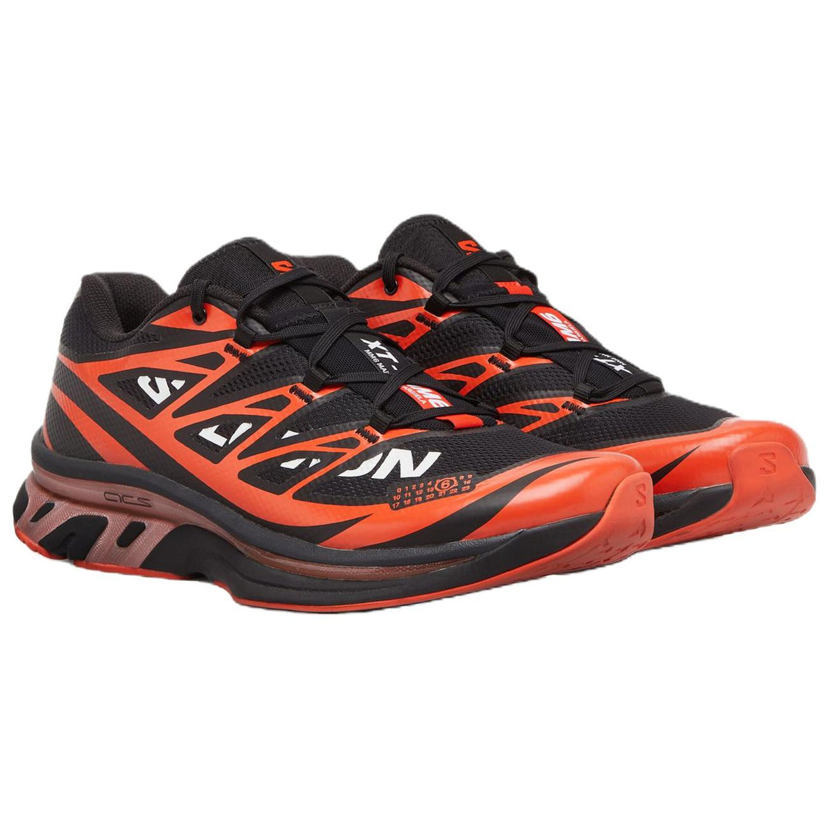 Salomon XT-6 Black / Orange Sneakers with Rose-Toned Sole Accents
