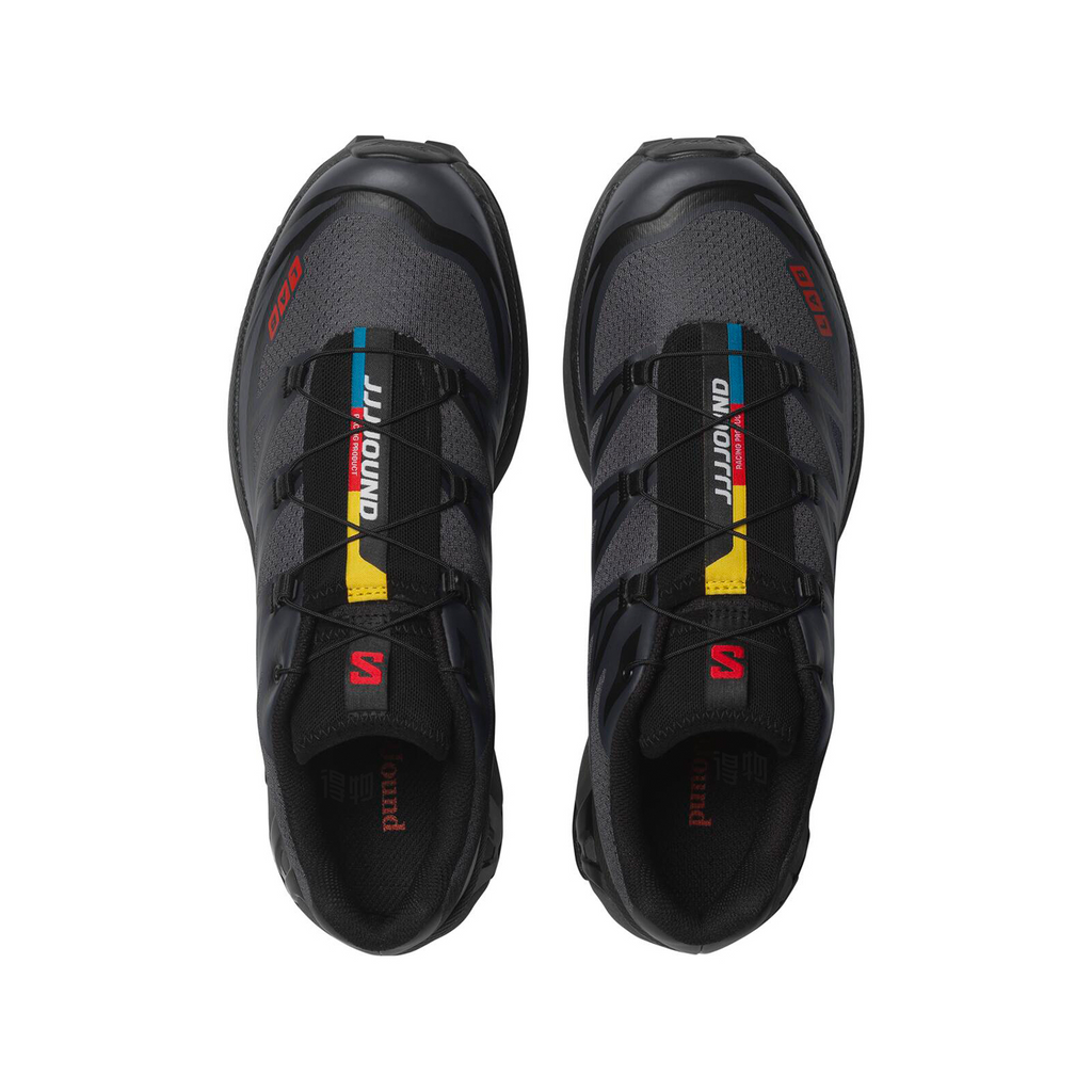 Salomon XT-6 Charcoal / Black Sneakers with Red Accents