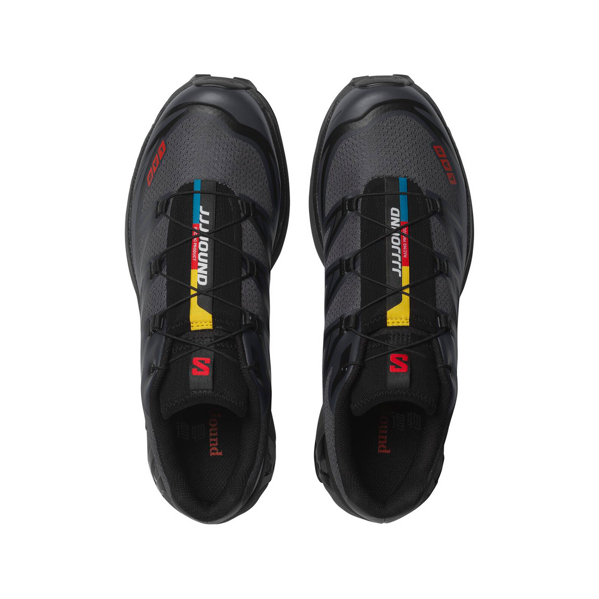 Salomon XT-6 Charcoal / Black Sneakers with Red Accents
