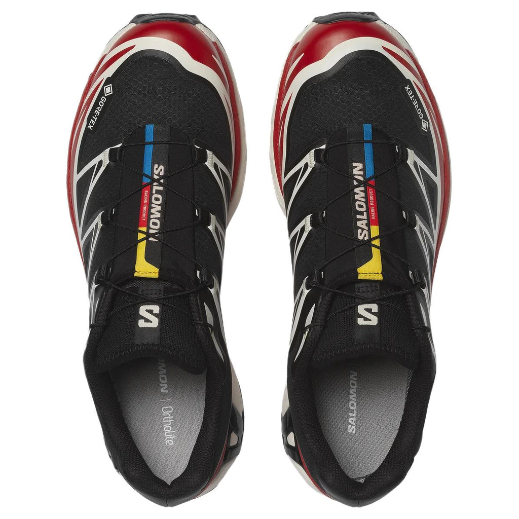 Salomon XT-6 GTX Black / Red Sneakers with White Graphics