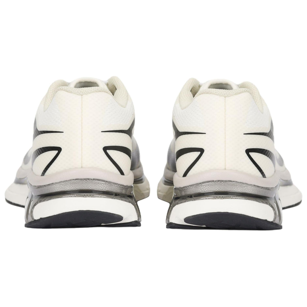 Salomon Cream / Black Lace-Up Sneakers with Silver-Toned Sole Accents