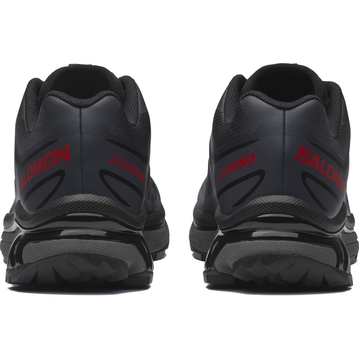 Salomon XT-6 Charcoal / Black Sneakers with Red Accents