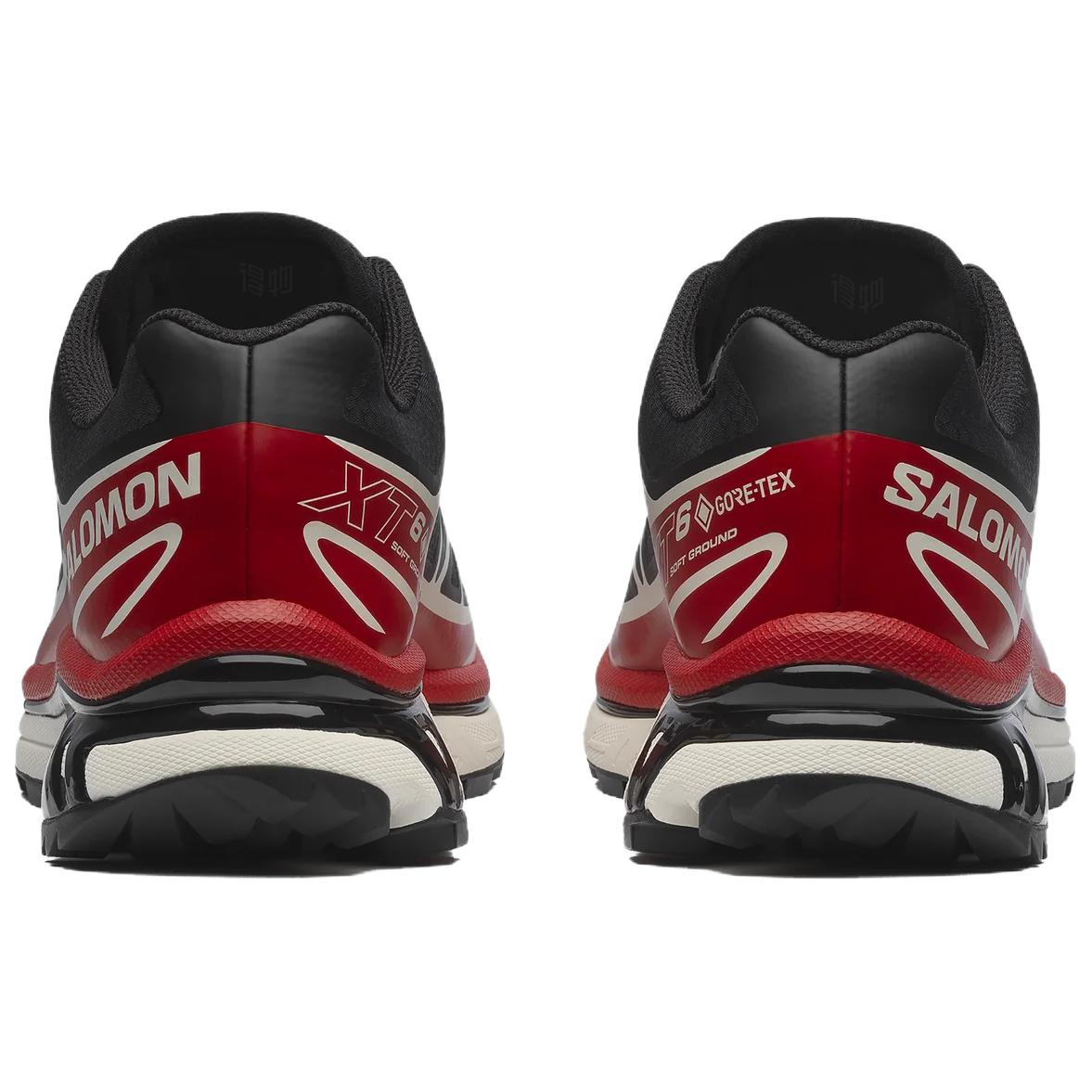 Salomon XT-6 GTX Black / Red Sneakers with White Graphics
