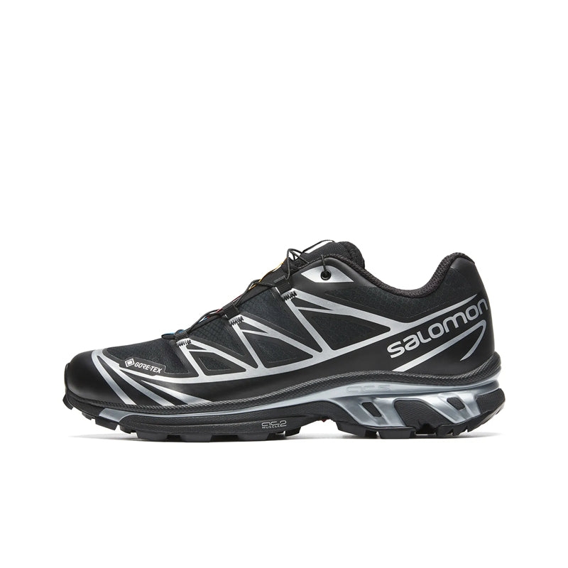 Salomon XT-6 GTX Black Sneakers with Silver-Toned Details