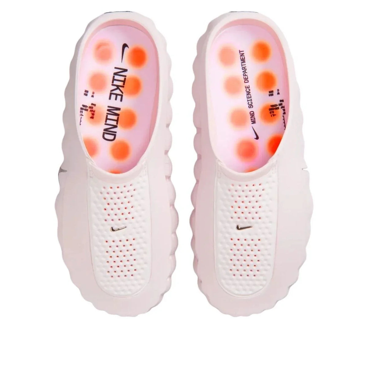 Nike Slip-On Mules – Pale Pink with Orange Accents