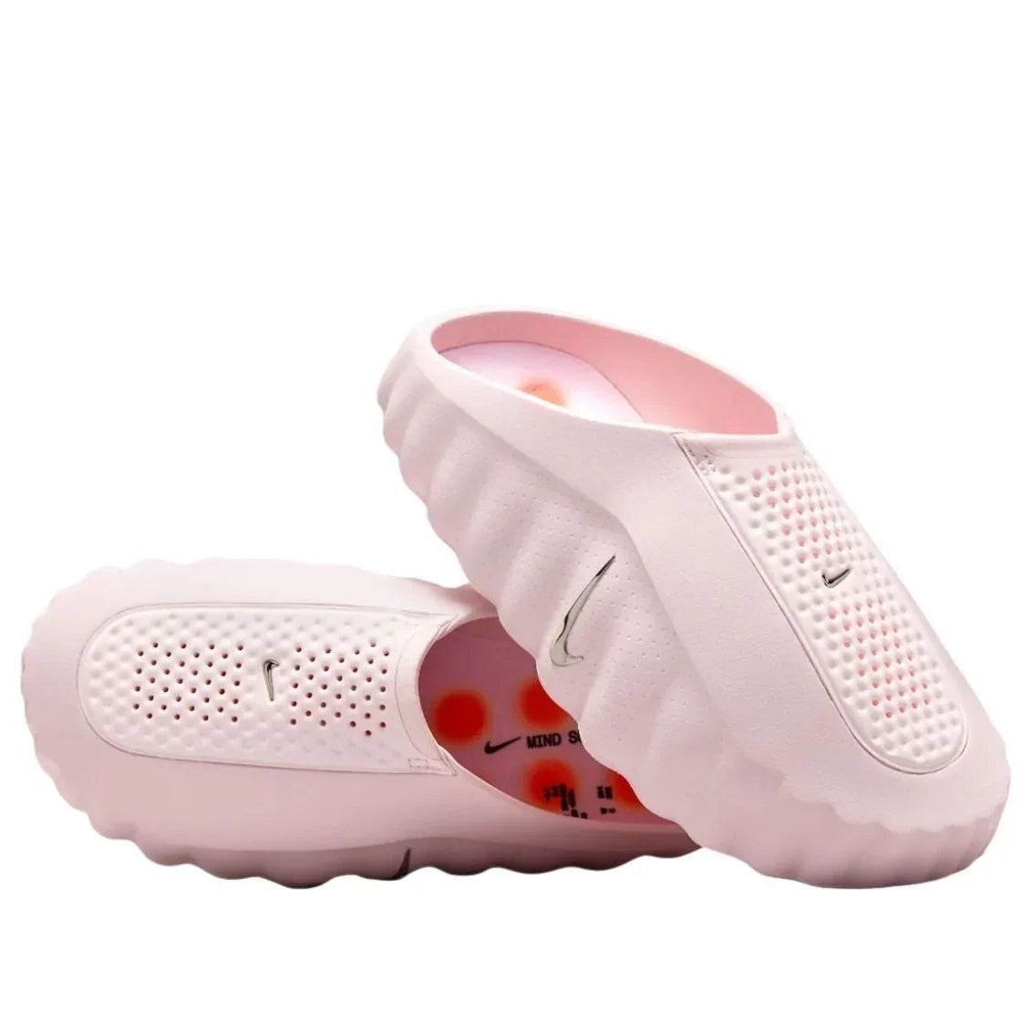 Nike Slip-On Mules – Pale Pink with Orange Accents