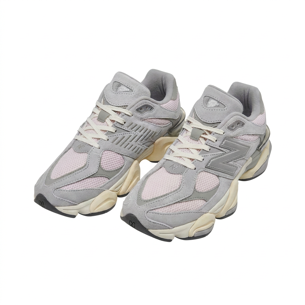 New Balance 9060 Grey Cream pair front view on white background