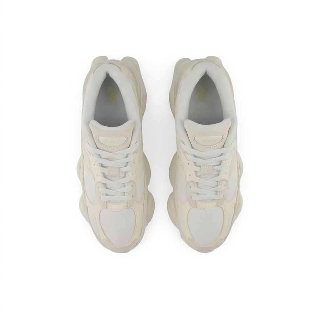 New Balance 9060 Cream pair overhead view on white