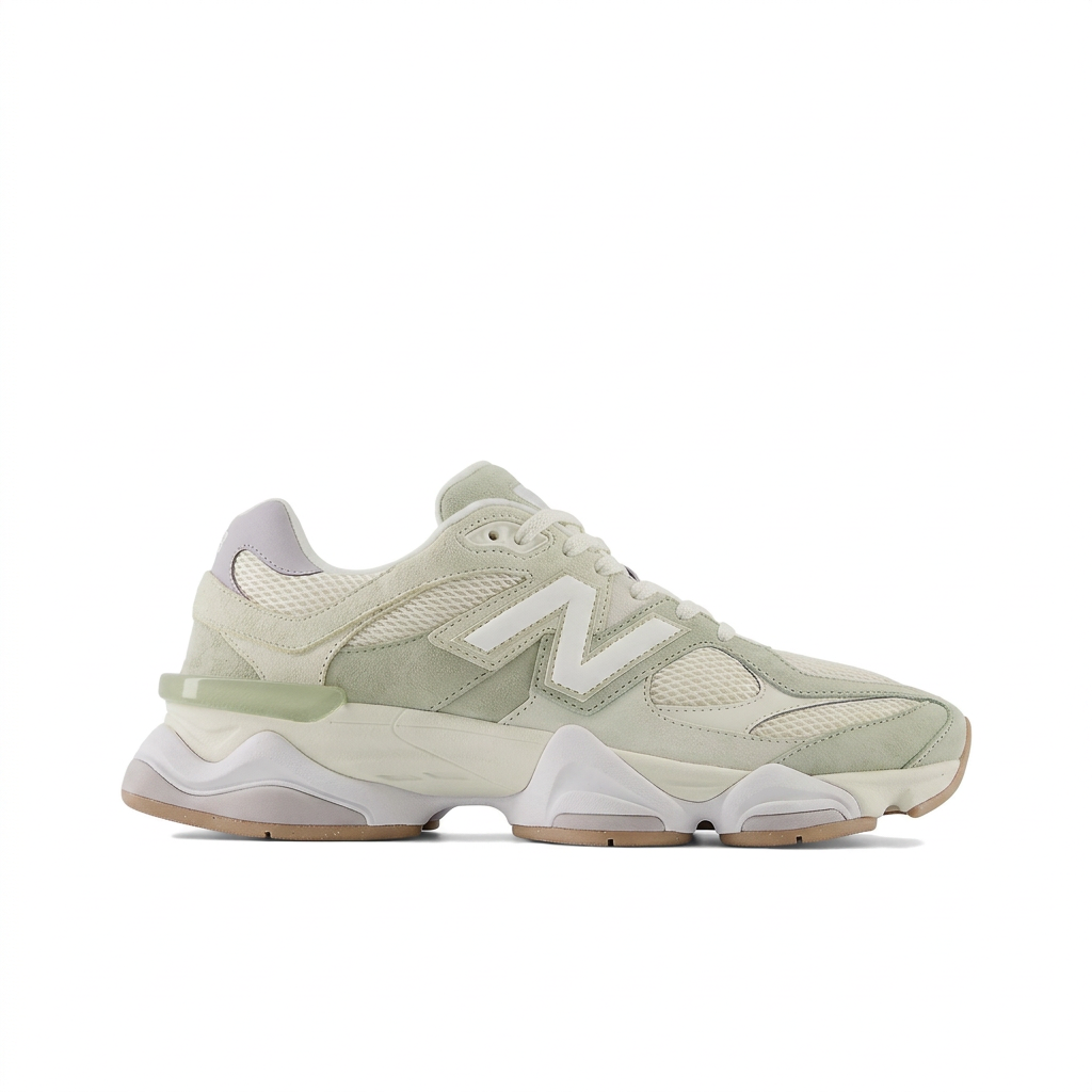 New Balance 9060 Sage Green - Cream right-facing side view on white background