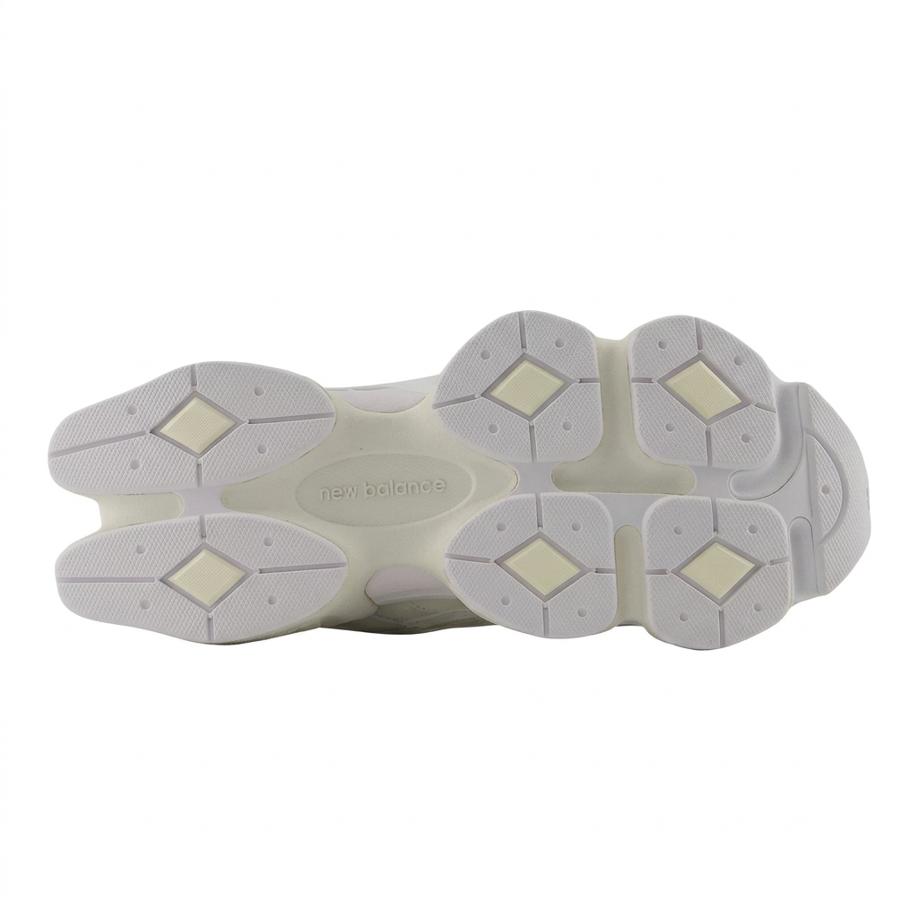 New Balance 9060 Cream outsole with light grey tread on white