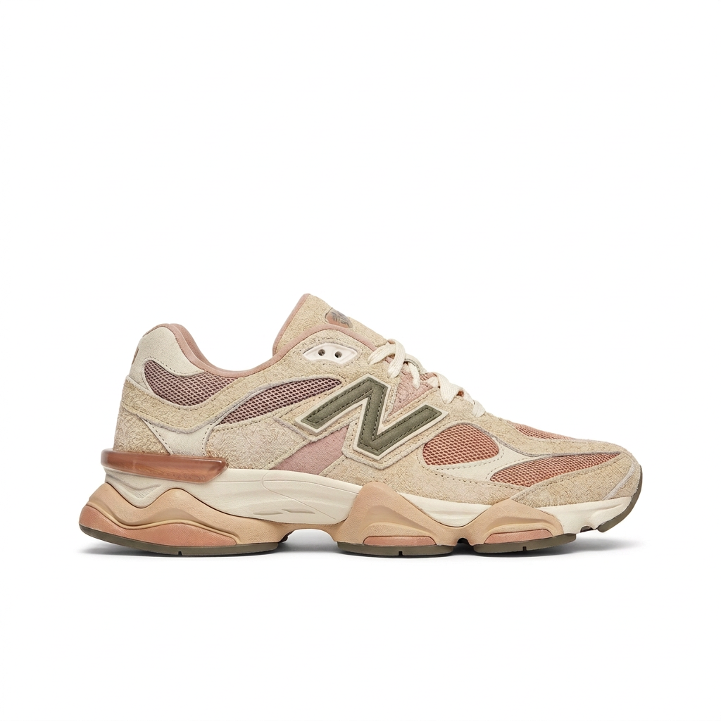 New Balance 9060 Beige Pink right-facing side view on white background