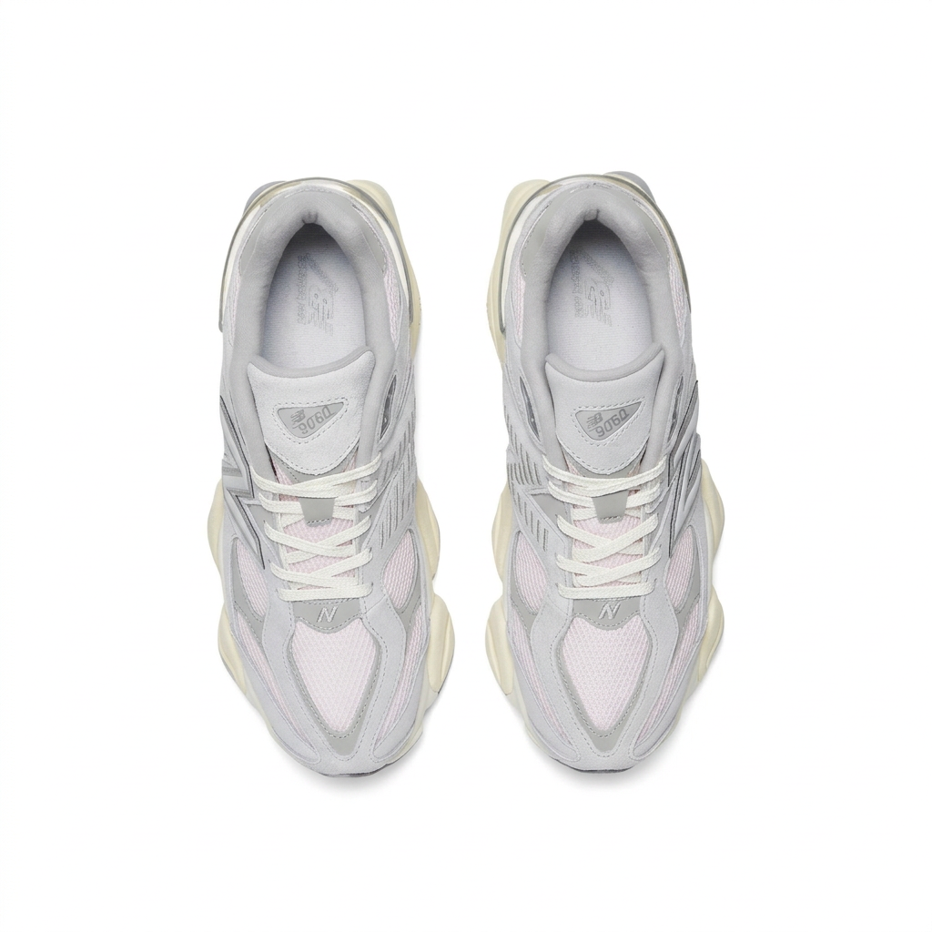 New Balance 9060 Grey Cream pair overhead view on white background