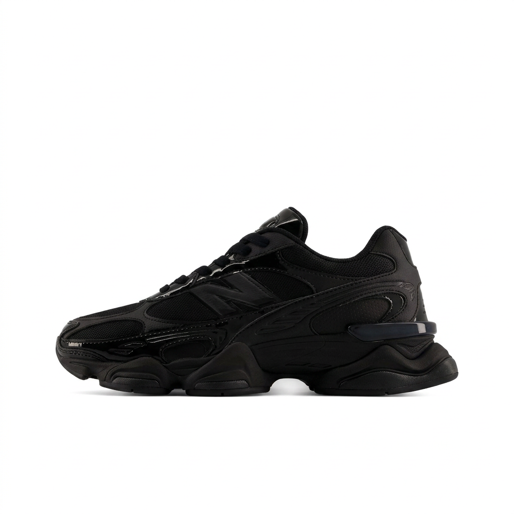 New Balance 9060 Black left-facing side view on white