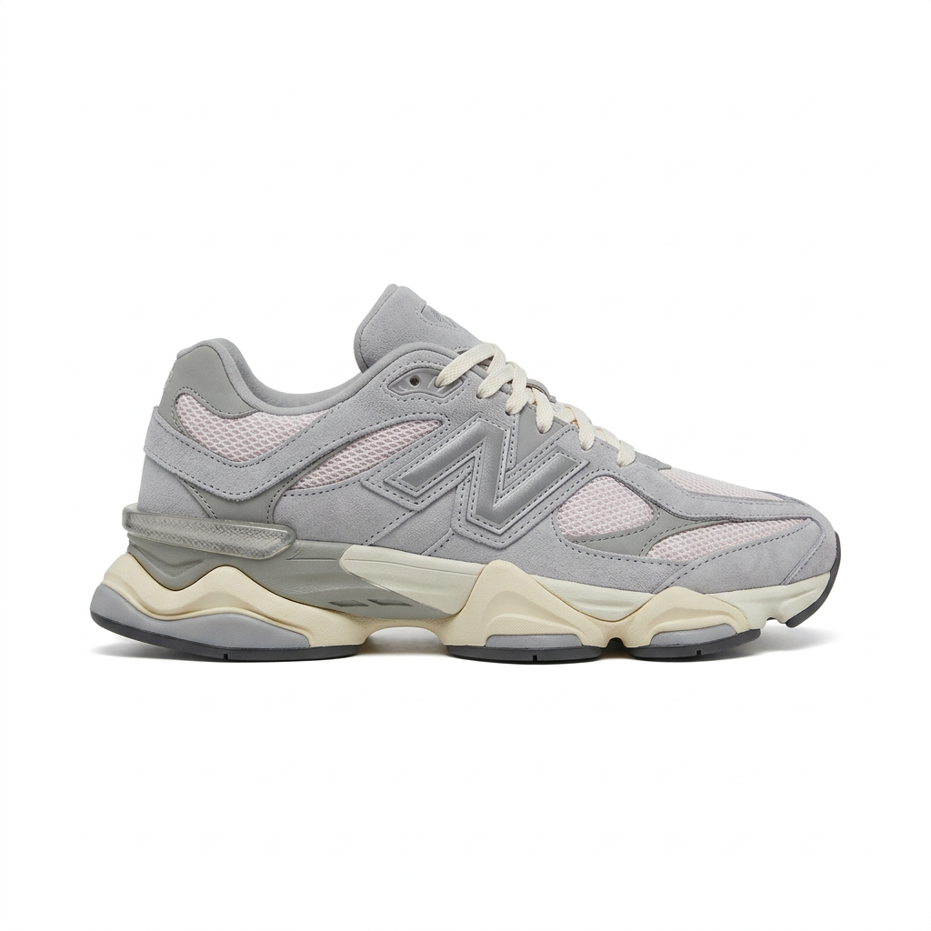 New Balance 9060 Grey Cream side view on white background