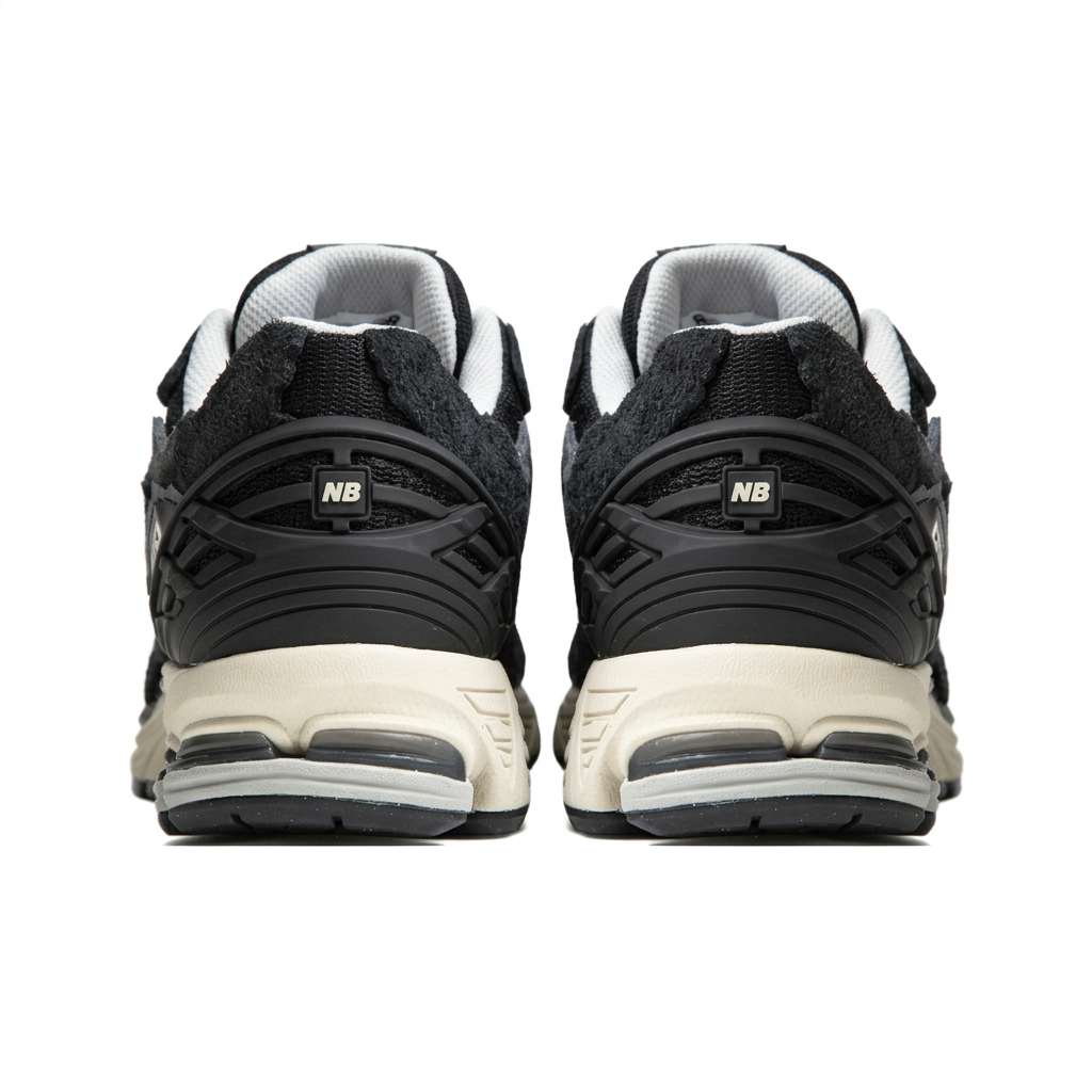 New Balance 1906R Black - Cream rear view on white background