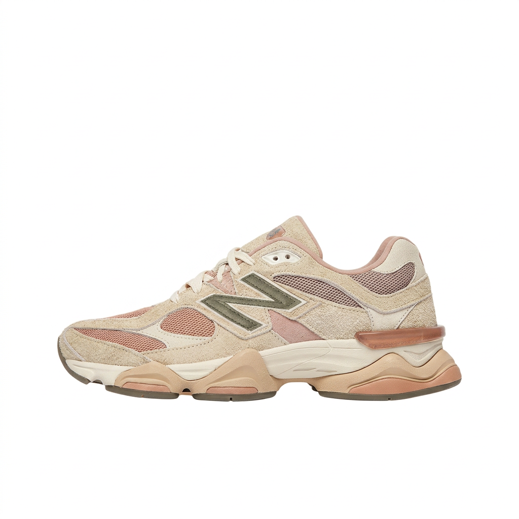 New Balance 9060 Beige Pink left-facing side view on white background
