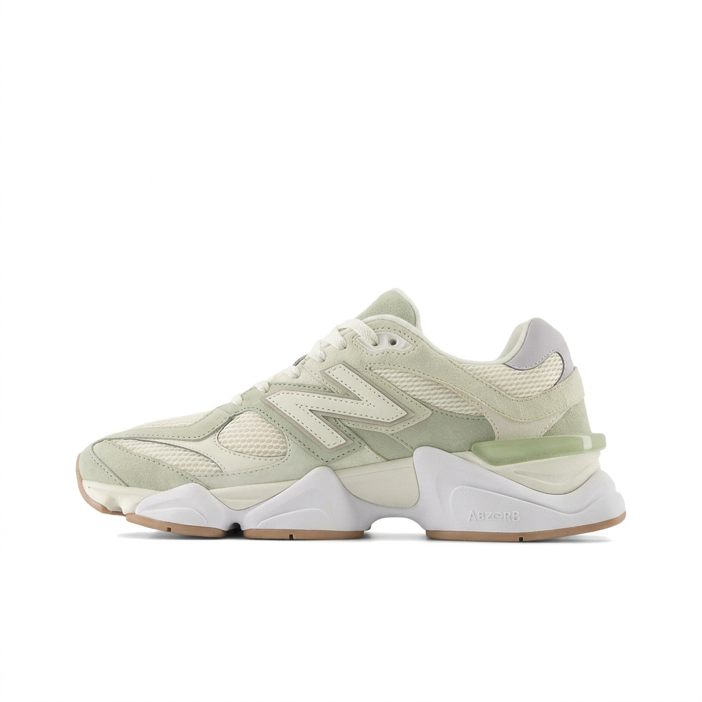 New Balance 9060 Sage Green - Cream left-facing side view on white background