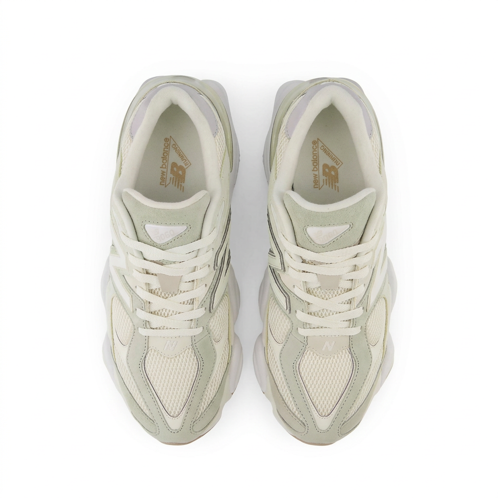 New Balance 9060 Sage Green - Cream pair top view on white background