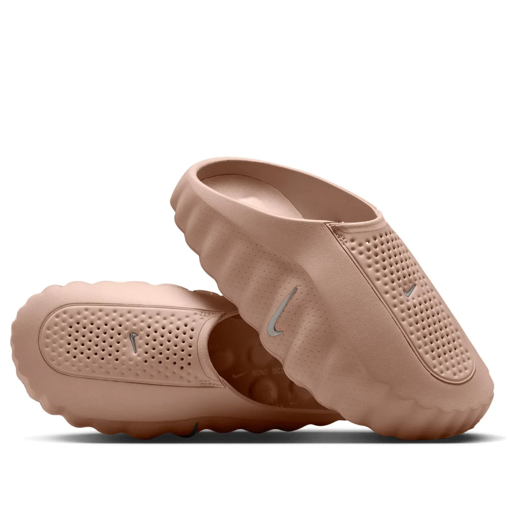 Nike Slip-On Mules – Tan with Silver-Tone Swoosh